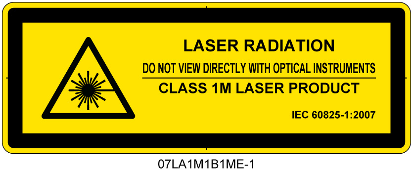 07LA1M1B1　レーザ放射 クラス1M