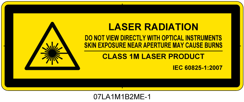 07LA1M1B2　レーザ放射 クラス1M
