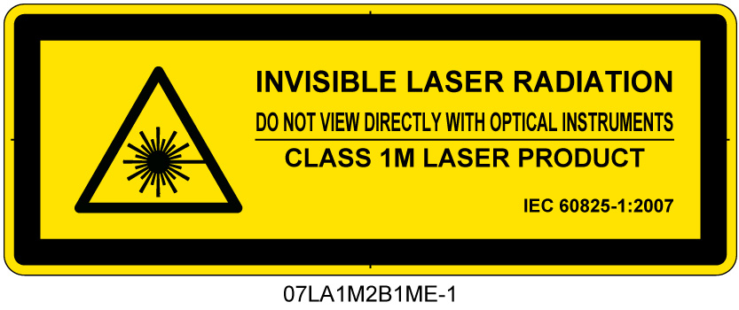 07LA1M2B1　不可視レーザ放射 クラス1M