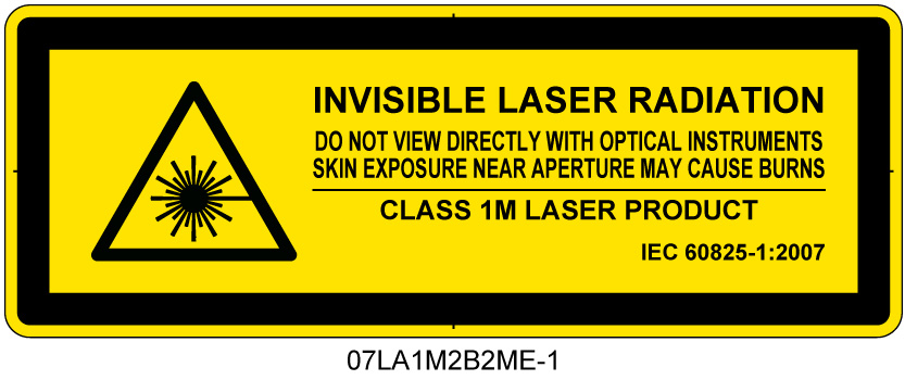 07LA1M2B2　不可視レーザ放射 クラス1M