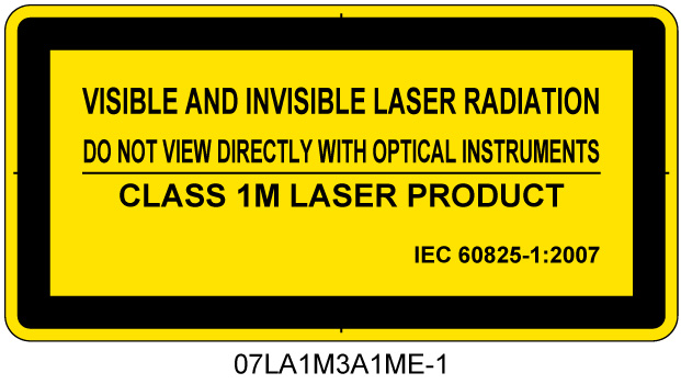07LA1M3A1　可視及び不可視レーザ放射 クラス1M