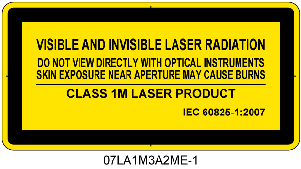 07LA1M3A2　可視及び不可視レーザ放射 クラス1M