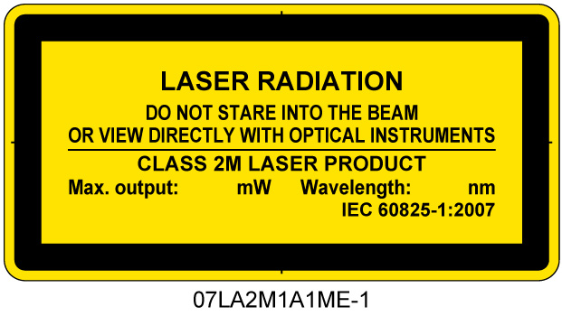 07LA2M1A1　レーザ放射 クラス2M