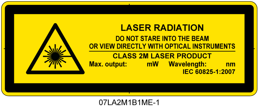 07LA2M1B1　レーザ放射 クラス2M