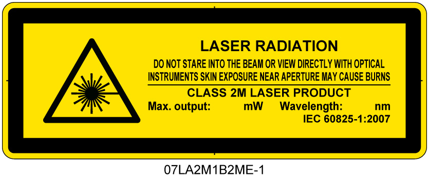 07LA2M1B2　レーザ放射 クラス2M