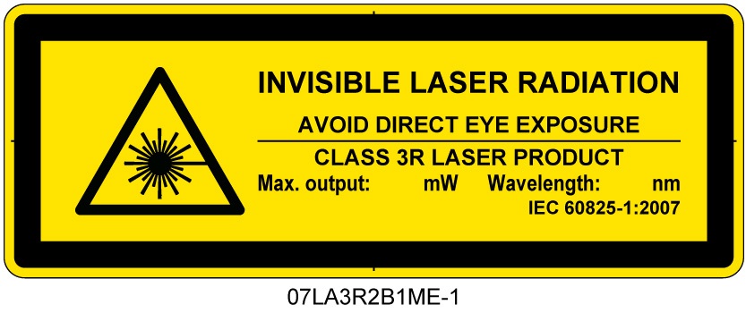 07LA3R2B1　不可視レーザ放射 クラス3R