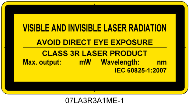 07LA3R3A1　可視及び不可視レーザ放射 クラス3R