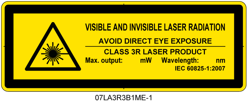 07LA3R3B1　可視及び不可視レーザ放射 クラス3R