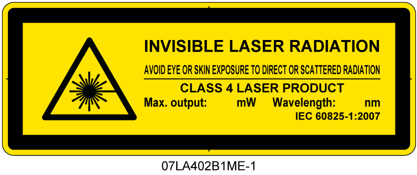 07LA402B1　不可視レーザ放射 クラス4