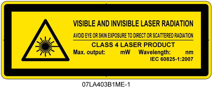 07LA403B1　可視及び不可視レーザ放射 クラス4