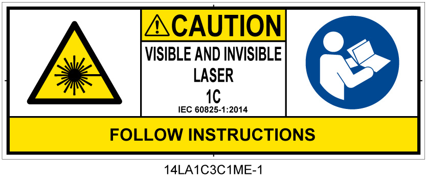 14LA1C3C1　可視及び不可視レーザ放射 クラス1C 簡易版