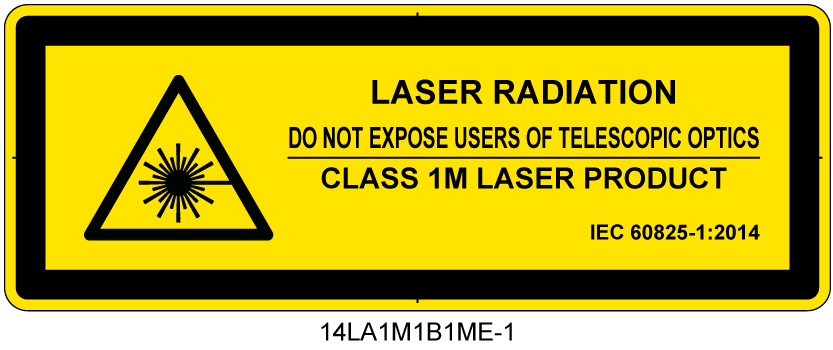 14LA1M1B1　レーザ放射 クラス1M