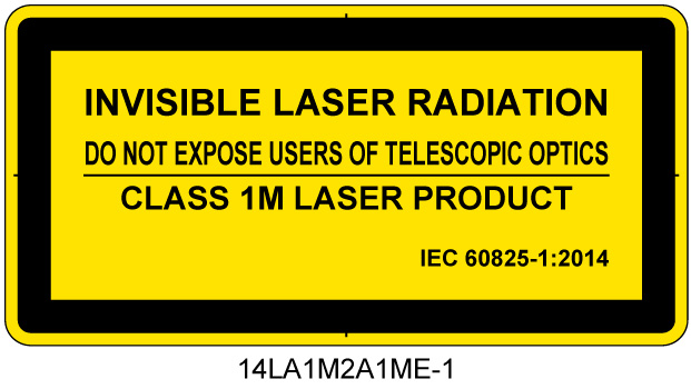 14LA1M2A1　不可視レーザ放射 クラス1M