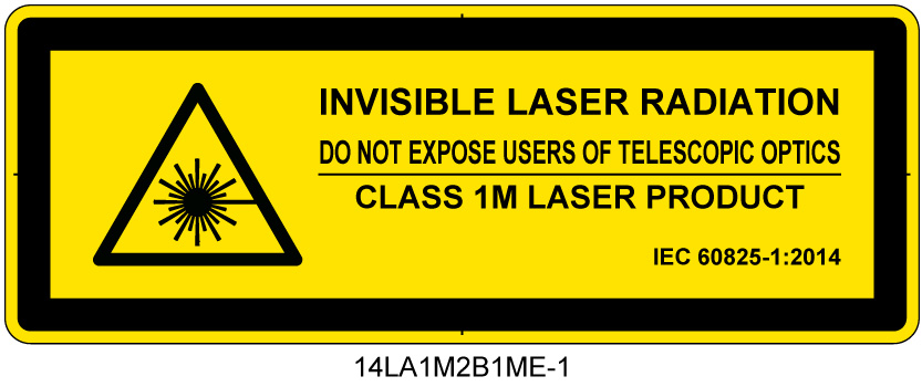 14LA1M2B1　不可視レーザ放射 クラス1M