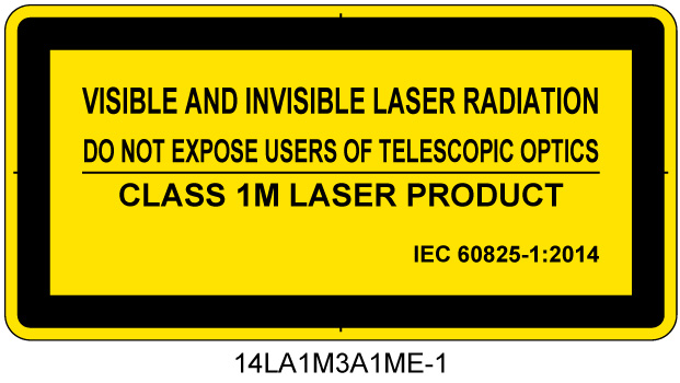 14LA1M3A1　可視及び不可視レーザ放射 クラス1M