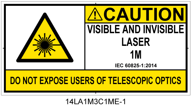 14LA1M3C1　可視及び不可視レーザ放射 クラス1M 簡易版