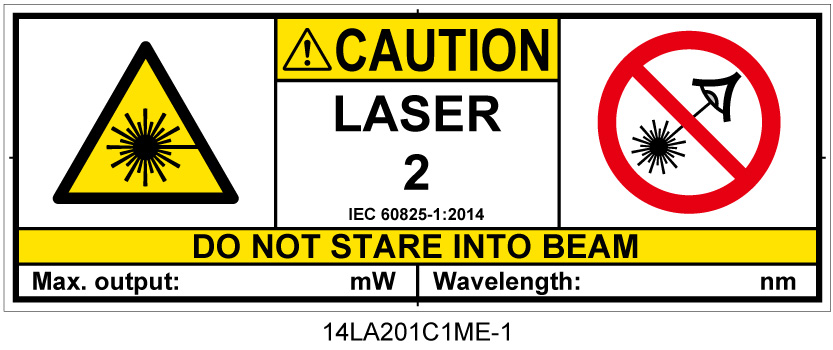 14LA201C1　レーザ放射 クラス2 簡易版