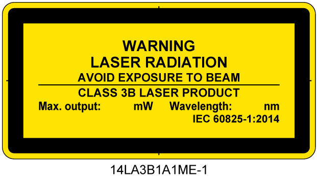 14LA3B1A1　レーザ放射 クラス3B