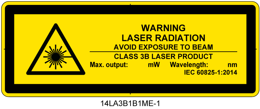 14LA3B1B1　レーザ放射 クラス3B