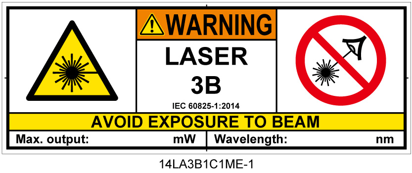 14LA3B1C1　レーザ放射 クラス3B 簡易版