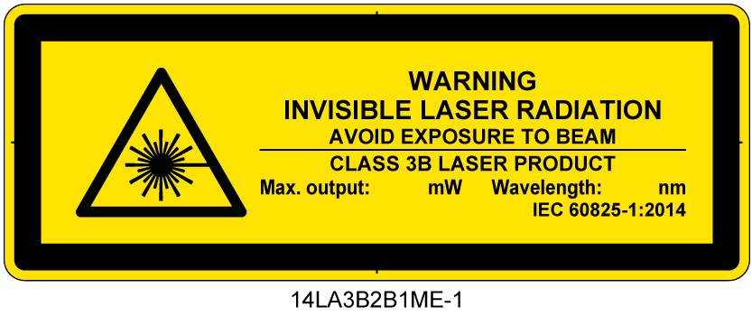 14LA3B2B1　不可視レーザ放射 クラス3B