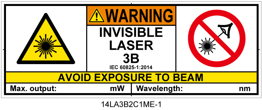14LA3B2C1　不可視レーザ放射 クラス3B 簡易版