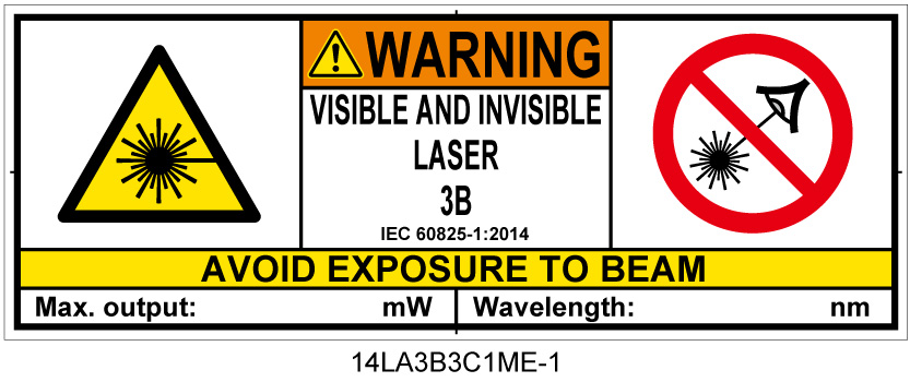 14LA3B3C1　可視及び不可視レーザ放射 クラス3B 簡易版