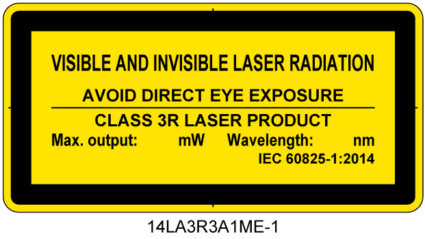 14LA3R3A1　可視及び不可視レーザ放射 クラス3R