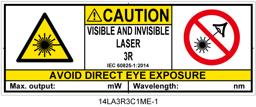 14LA3R3C1　可視及び不可視レーザ放射 クラス3R 簡易版