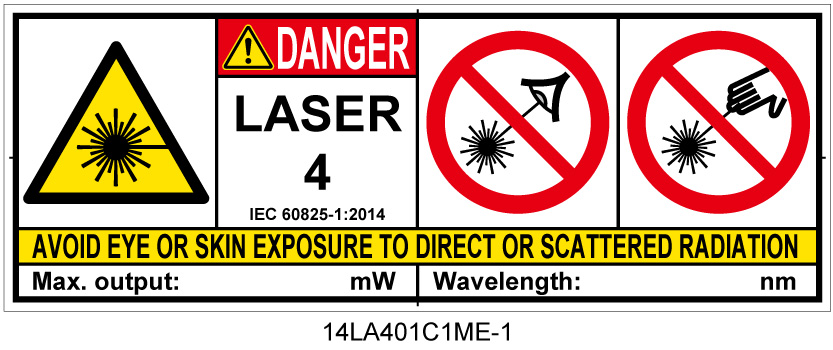 14LA401C1　レーザ放射 クラス4 簡易版