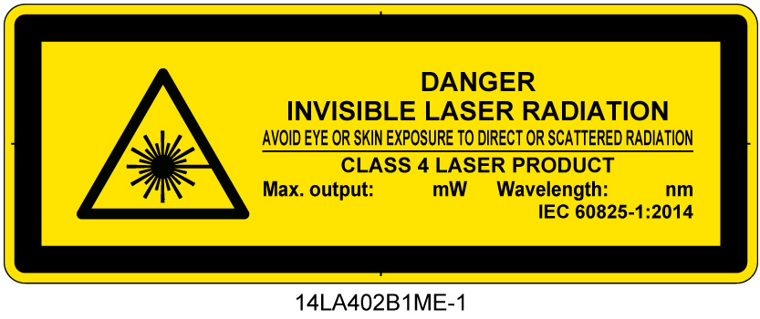 14LA402B1　不可視レーザ放射 クラス4