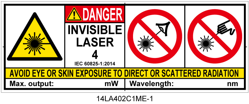 14LA402C1　不可視レーザ放射 クラス4 簡易版