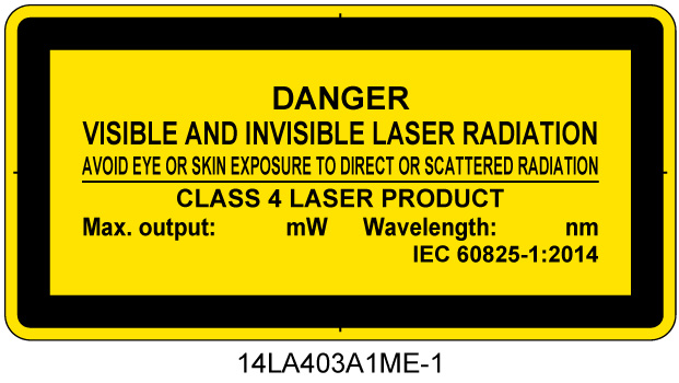 14LA403A1　可視及び不可視レーザ放射 クラス4