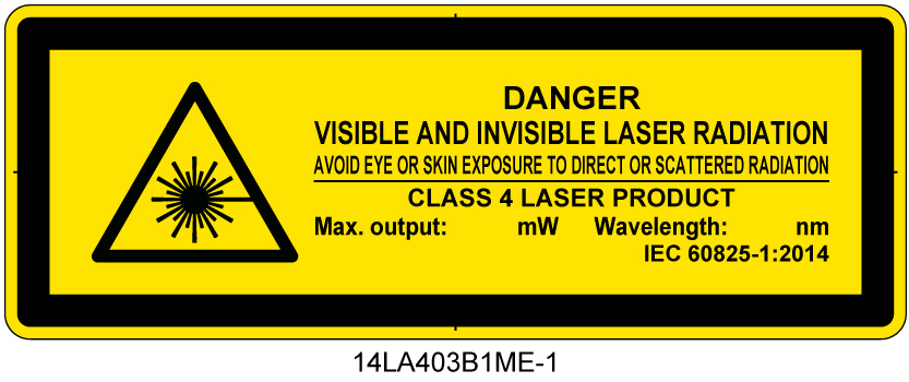 14LA403B1　可視及び不可視レーザ放射 クラス4