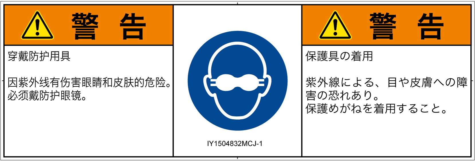 IY1504832　遮光性の目の保護具着用